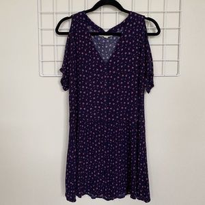 Staring At Stars Blue Floral Cold Shoulder Dress